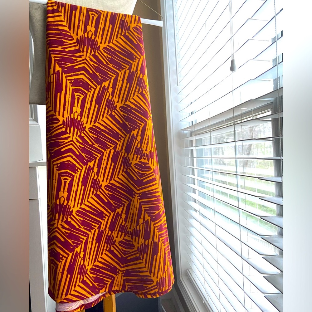 LuLaRoe Maroon & Gold Maxi Skirt